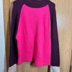 Ann Taylor Pink and Purple Colorblock Sweater size XL